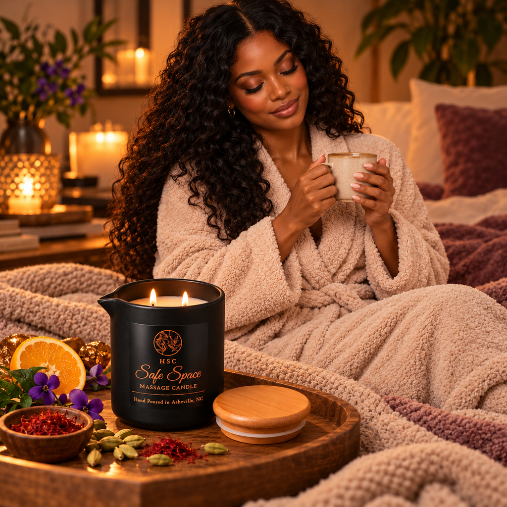Safe Space Massage Candle - Palo Santo • Sandalwood • Amber