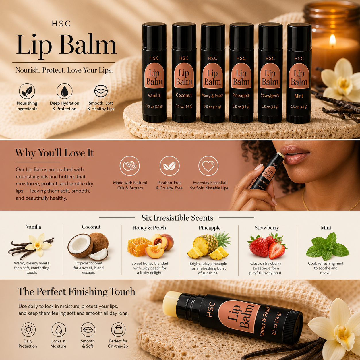 Healed Honey & Peach Lip Balm