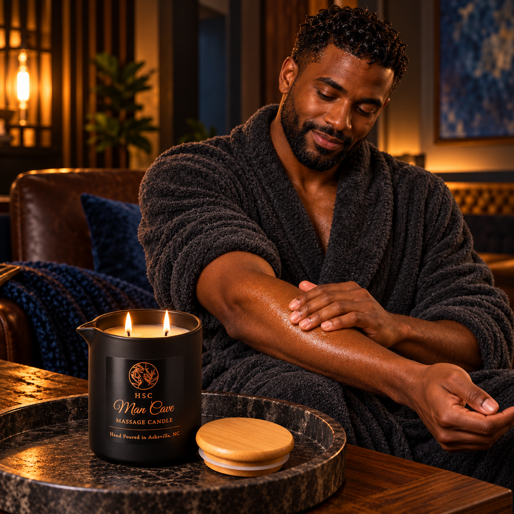 Man Cave Massage Candle – Marine • Camphor • Bamboo • Dark Musk • Amber