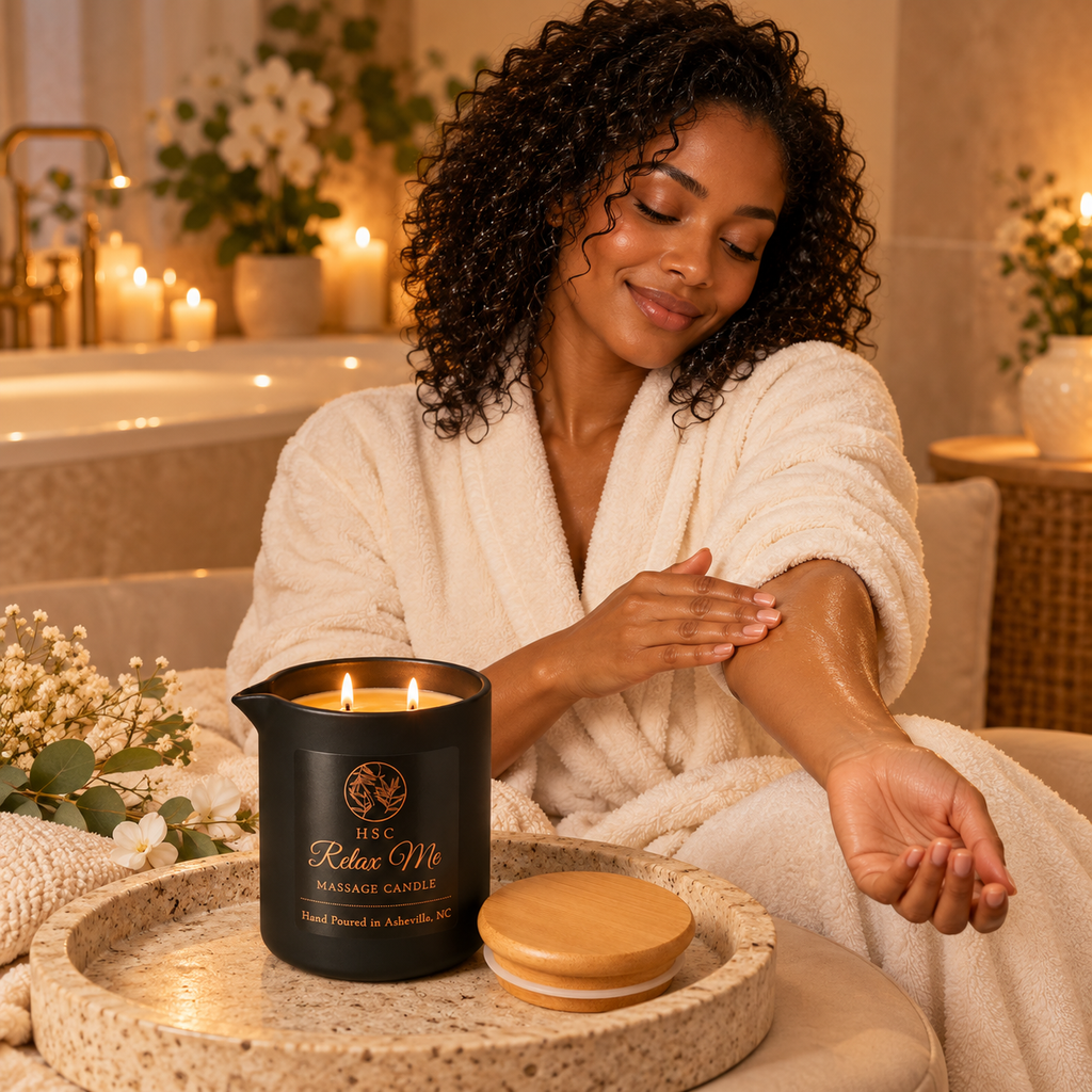 Relax Me Massage Candle – Florals • Sandalwood • Amber