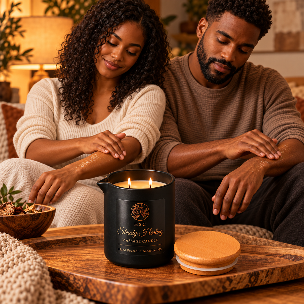 Steady Healing Massage Candle – Cocoa Butter • Warm Spice